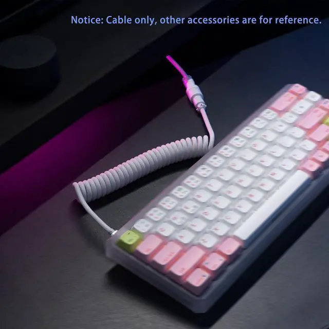 Alt view image 7 of 7 - FormulaMod Custom Coiled Keyboard Cable for Type-C Mechanical Keyboard,Aviator USB Cable for Gaming Keyboard, Pro Double Sleeved Cable with Organizer Zipper Bag