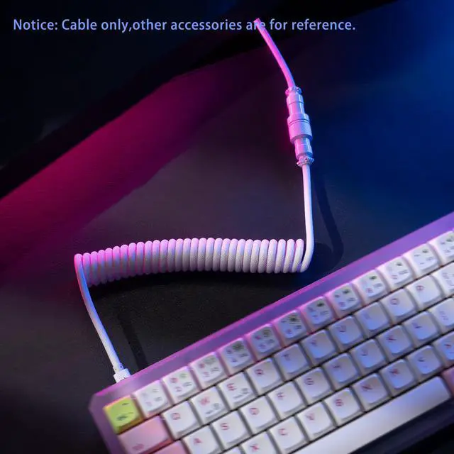 Alt view image 5 of 7 - FormulaMod Custom Coiled Keyboard Cable for Type-C Mechanical Keyboard,Aviator USB Cable for Gaming Keyboard, Pro Double Sleeved Cable with Organizer Zipper Bag