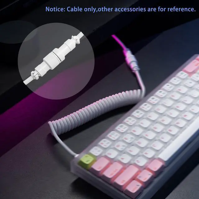 Alt view image 4 of 7 - FormulaMod Custom Coiled Keyboard Cable for Type-C Mechanical Keyboard,Aviator USB Cable for Gaming Keyboard, Pro Double Sleeved Cable with Organizer Zipper Bag