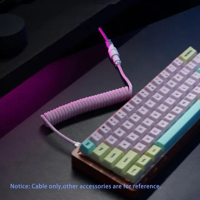 Alt view image 7 of 7 - FormulaMod Custom Coiled Keyboard Cable for Type-C Mechanical Keyboard,Aviator USB Cable for Gaming Keyboard, Pro Double Sleeved Cable with Organizer Zipper Bag