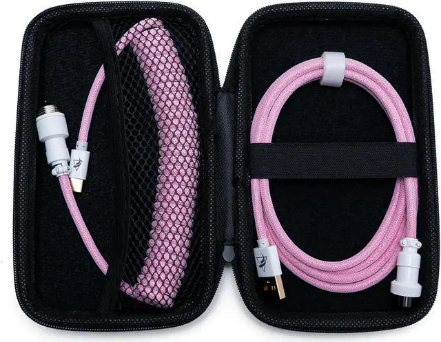 Alt view image 2 of 7 - FormulaMod Custom Coiled Keyboard Cable for Type-C Mechanical Keyboard,Aviator USB Cable for Gaming Keyboard, Pro Double Sleeved Cable with Organizer Zipper Bag