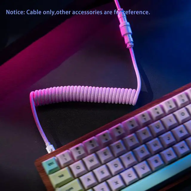 Alt view image 4 of 7 - FormulaMod Custom Coiled Keyboard Cable for Type-C Mechanical Keyboard,Aviator USB Cable for Gaming Keyboard, Pro Double Sleeved Cable with Organizer Zipper Bag