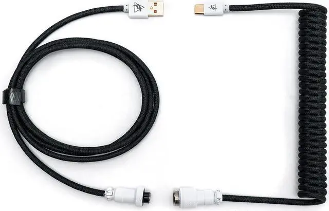 Main image of FormulaMod Custom Coiled Keyboard Cable for Type-C Mechanical Keyboard,Aviator USB Cable for Gaming Keyboard, Pro Double Sleeved Cable with Organizer Zipper Bag
