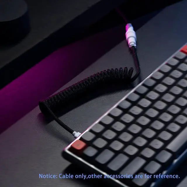Alt view image 7 of 7 - FormulaMod Custom Coiled Keyboard Cable for Type-C Mechanical Keyboard,Aviator USB Cable for Gaming Keyboard, Pro Double Sleeved Cable with Organizer Zipper Bag