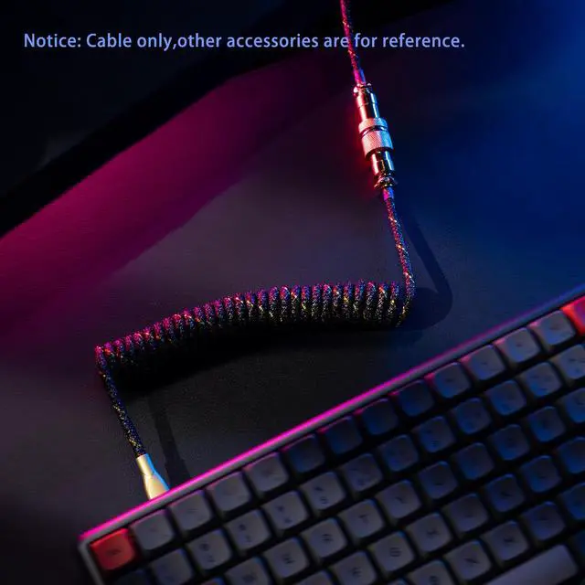 Alt view image 7 of 7 - FormulaMod Custom Coiled Keyboard Cable for Type-C Mechanical Keyboard,Aviator USB Cable for Gaming Keyboard, Pro Double Sleeved Cable with Organizer Zipper Bag