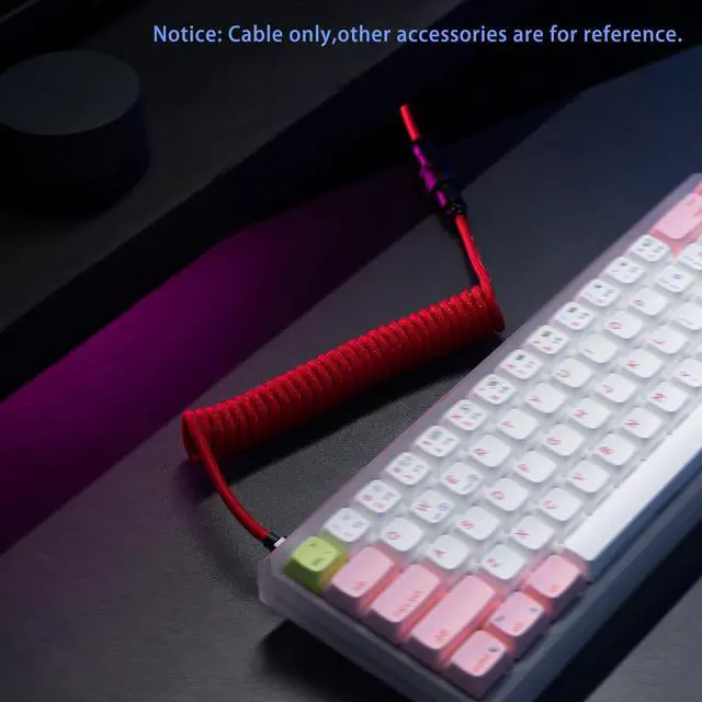 Alt view image 5 of 7 - FormulaMod Custom Coiled Keyboard Cable for Type-C Mechanical Keyboard,Aviator USB Cable for Gaming Keyboard, Pro Double Sleeved Cable with Organizer Zipper Bag