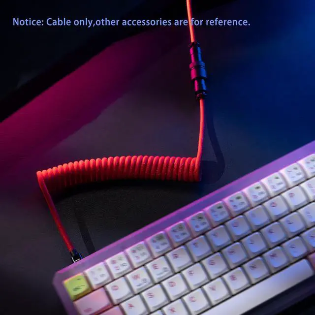 Alt view image 7 of 7 - FormulaMod Custom Coiled Keyboard Cable for Type-C Mechanical Keyboard,Aviator USB Cable for Gaming Keyboard, Pro Double Sleeved Cable with Organizer Zipper Bag