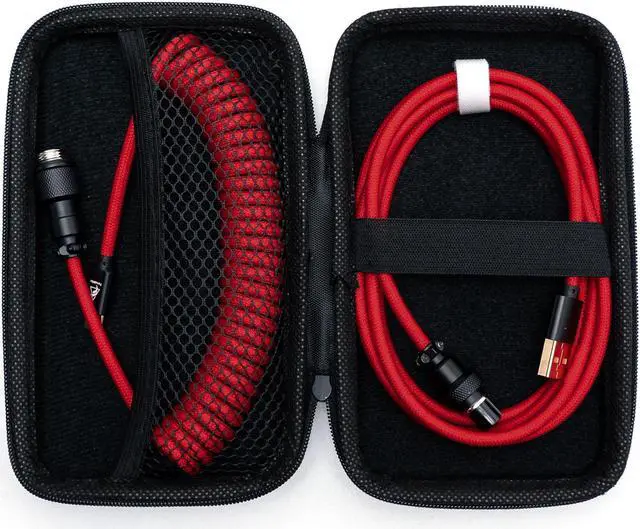 Alt view image 2 of 7 - FormulaMod Custom Coiled Keyboard Cable for Type-C Mechanical Keyboard,Aviator USB Cable for Gaming Keyboard, Pro Double Sleeved Cable with Organizer Zipper Bag