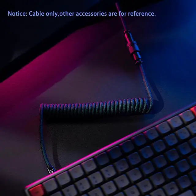 Alt view image 7 of 7 - FormulaMod Custom Coiled Keyboard Cable for Type-C Mechanical Keyboard,Aviator USB Cable for Gaming Keyboard, Pro Double Sleeved Cable with Organizer Zipper Bag