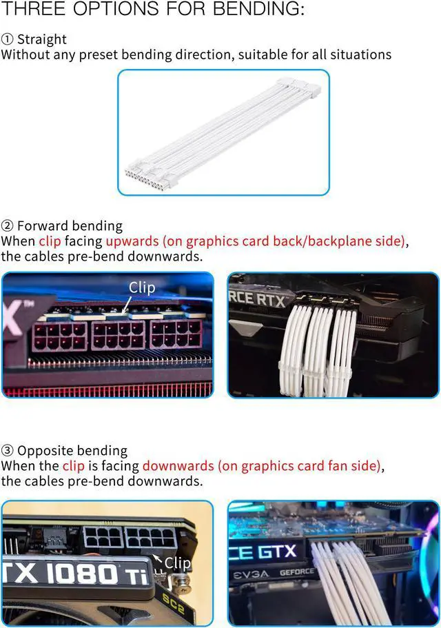 Alt view image 6 of 7 - FormulaMod Advanced PSU Extension Cable Kit, Sleeved PSU Cable Combo, 300mm High Compatibility With Combs, ATX 24Pin / PCI-E GPU 8Pin / EPS CPU 8Pin, Fm-NCK1-I Black - Straight