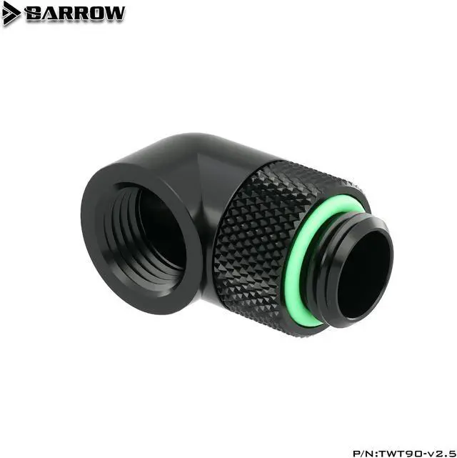 Alt view image 2 of 5 - Barrow 90 Degree Rotary Fitting, Thread G1/4" Male to Female Extender Elbow Fitting Angled Adapter For Water Cooling System, 8 Pack Black Kit TWT90-v2.5