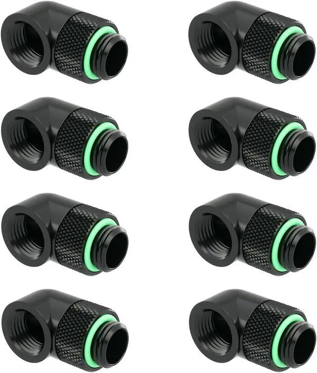 Main image of Barrow 90 Degree Rotary Fitting, Thread G1/4" Male to Female Extender Elbow Fitting Angled Adapter For Water Cooling System, 8 Pack Black Kit TWT90-v2.5