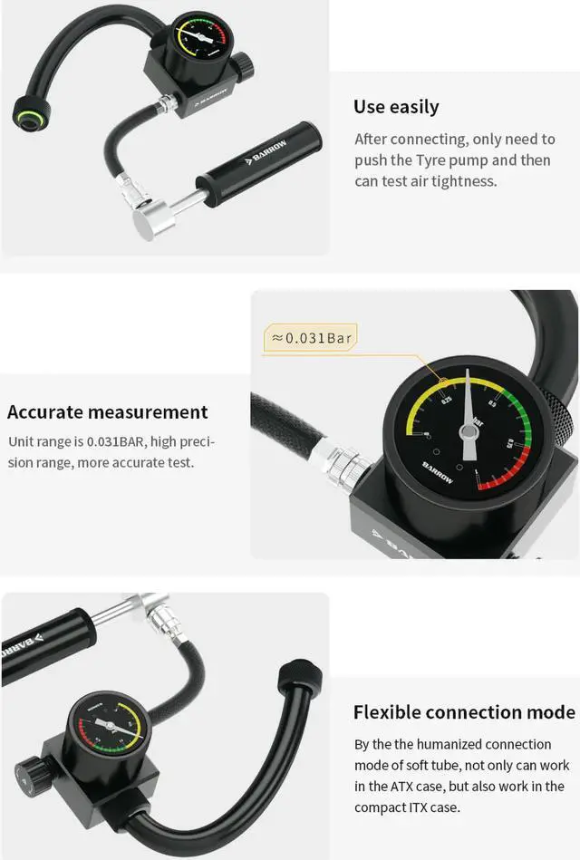 Alt view image 6 of 7 - Barrow Air Tightness Tester, Water Cooling Equipment Leak Pressure Leak Detector, For Testing Cooling Loop &Block Leakage GJQM-01