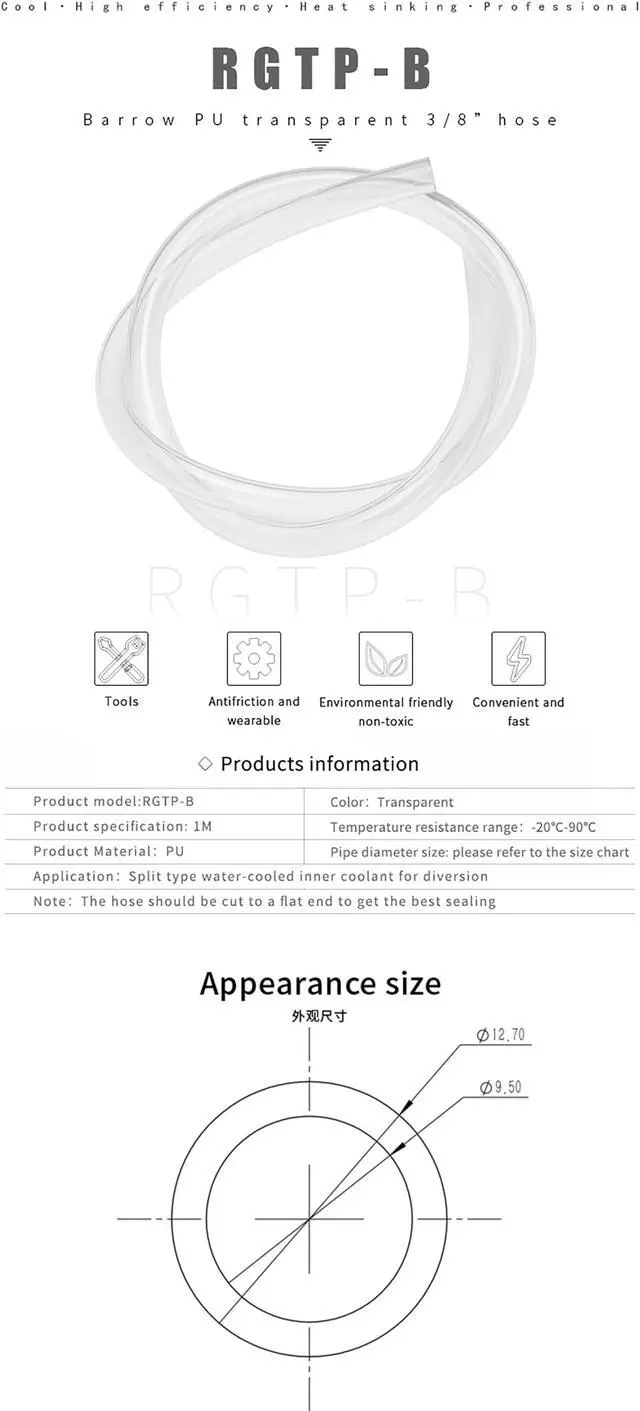 Alt view image 6 of 7 - Barrow Soft Tube Fitting Kit, Include 10x13mm (3/8"IDx1/2"OD) Tubing & Tube Fitting & Tube Cutter, Thread G1/4" Compression Tube Fitting AIO Kit For Water Cooling System, 10x13 White Kit