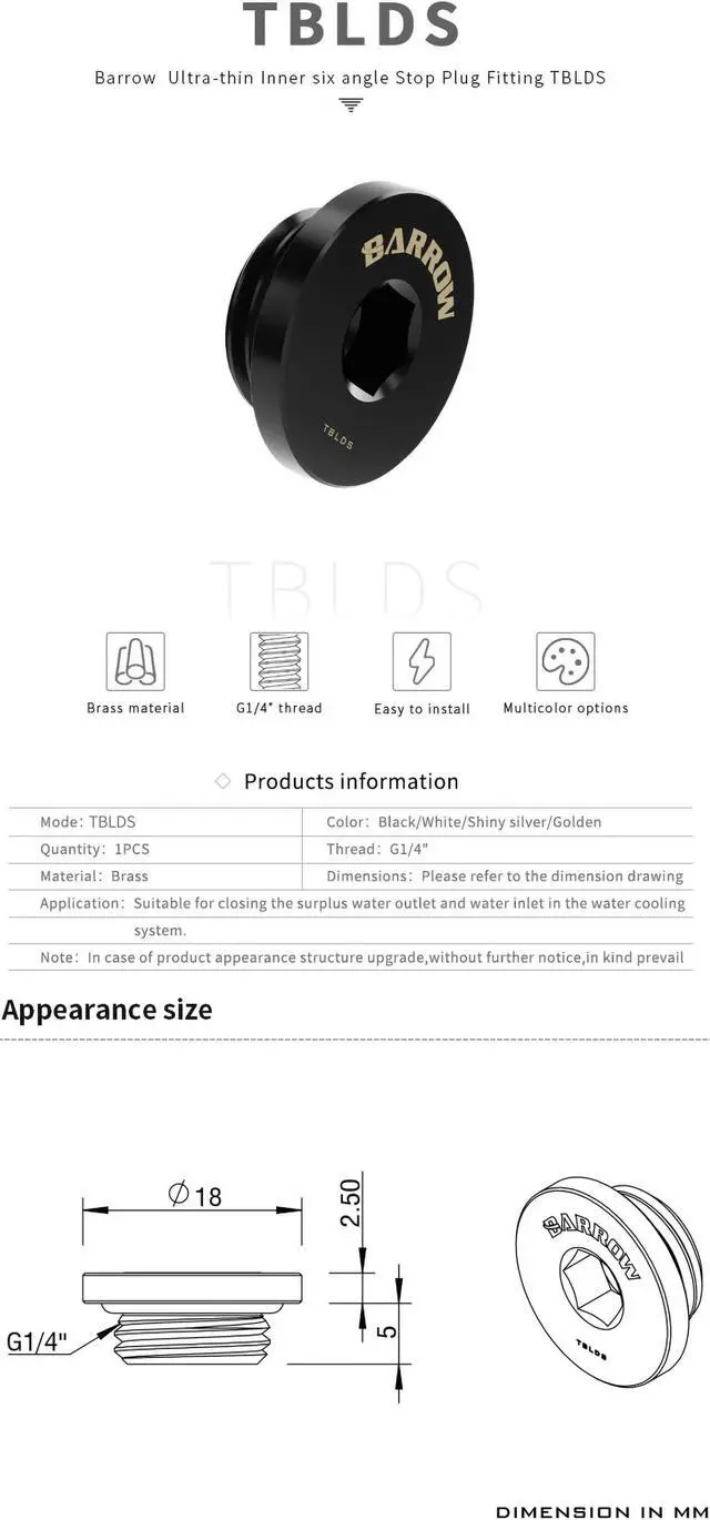 Alt view image 6 of 6 - Barrow Drain Valve Kit, Include Ball Valve & Male To Male Fitting & Plug, AIO Water Valve Kit For Water Cooling System, Black Kit