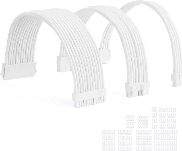 Main image of FormulaMod Special Configuration Advanced PSU Extension Cable Kit, All White 300mm High Compatibility With Combs, ATX 24Pin / PCI-E GPU 8Pin / EPS CPU 8Pin, Fm-NCK1-I All white - Forward bending