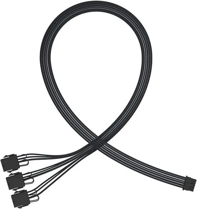 Main image of FormulaMod PCIe 5.0 16pin(12+4pin) Sleeved Extension Cable, 12VHPWR 16pin To 3x PCIe 8pin Convert Cable, 600W 16AWG Adapter PSU Cable, With 12+4pin Dedicated Comb, Black