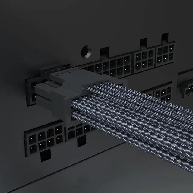 Alt view image 6 of 7 - FormulaMod PCIe 5.0 16pin(12+4pin) Sleeved Modular Cable, 12VHPWR Male To Male Power Cable, 600W 16AWG PSU Cable, With 12+4pin Dedicated Comb, Black