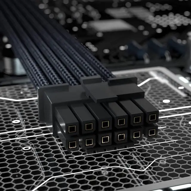 Alt view image 7 of 7 - FormulaMod PCIe 5.0 16pin(12+4pin) Sleeved Modular Cable, 12VHPWR Male To Male Power Cable, 600W 16AWG PSU Cable, With 12+4pin Dedicated Comb, Black