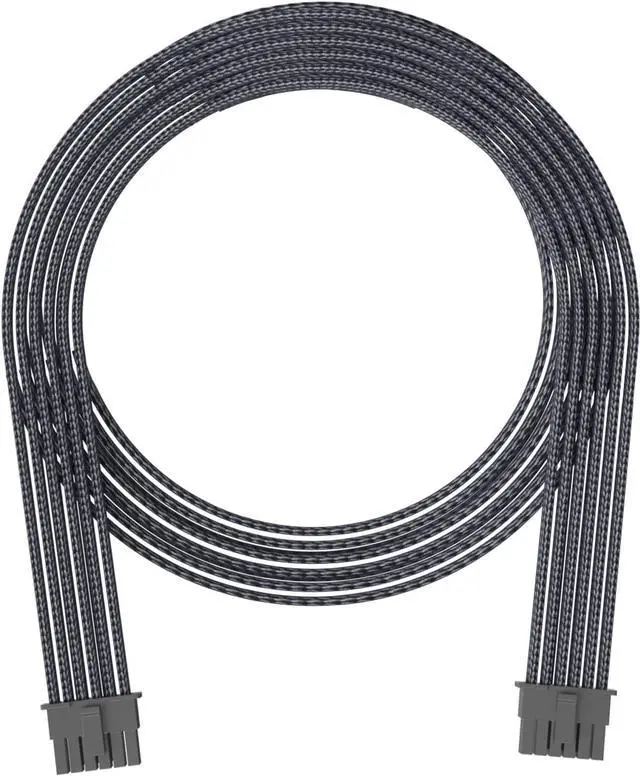 Main image of FormulaMod PCIe 5.0 16pin(12+4pin) Sleeved Modular Cable, 12VHPWR Male To Male Power Cable, 600W 16AWG PSU Cable, With 12+4pin Dedicated Comb, Black