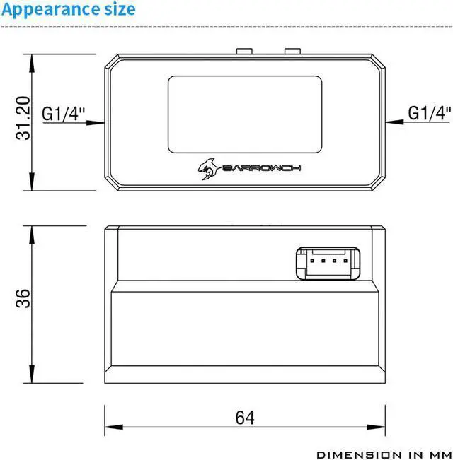 Alt view image 6 of 7 - Barrowch OLED Display Multimode Protector, Alarm For Overheat, Abnormal Shutdown, Water Cooling Loop Protection, FBFT08 Black