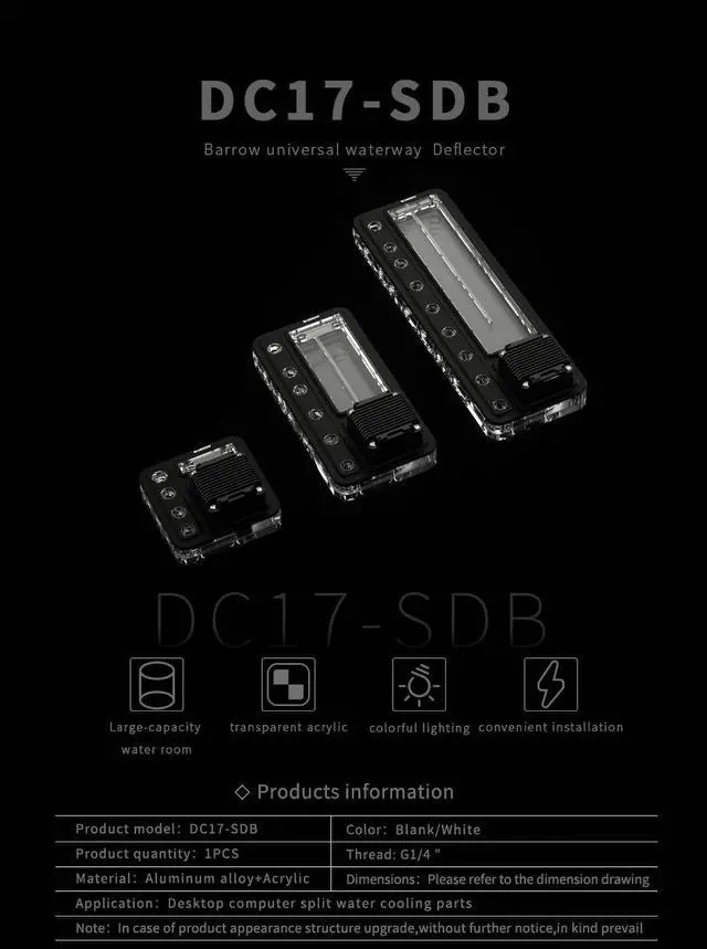 Alt view image 2 of 7 - Barrow Universal Type Distro Plate, Use The Installation Space Of The Radiator To Fix, Black White Style Acrylic Material, Waterway Board For Water Cooling System, DC17-SDB 120 Black
