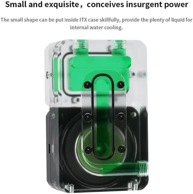Alt view image 4 of 7 - Barrow DC12V 10W PWM Water Cooler Integrated Pump Water Tank For ITX Case MINI Pump Reservoir Water Cooling System, SPD10-T