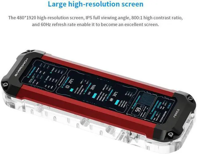 Alt view image 3 of 7 - Barrowch FBRE2 Reservoir With Extended Display Screen, 8.8-inch Reservoir, DIY Water Cooling Accessories Real Time Monitoring Red