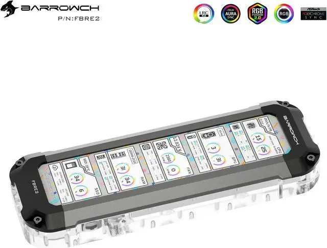 Main image of Barrowch FBRE2 Reservoir With Extended Display Screen, 8.8-inch Reservoir, DIY Water Cooling Accessories Real Time Monitoring Gray
