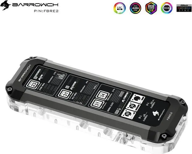 Alt view image 2 of 7 - Barrowch FBRE2 Reservoir With Extended Display Screen, 8.8-inch Reservoir, DIY Water Cooling Accessories Real Time Monitoring Gray