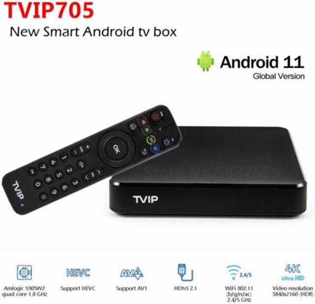 Main image of TVIP705 S-Box v.705 Smart TV Box 1GB RAM 8GB 4K UHD 2.4/5G WiFi Android11 Nordic one TV Box Support TVIP TMS, Open JSON API, Hibox Aura, Stalker Without IPTV Subscription