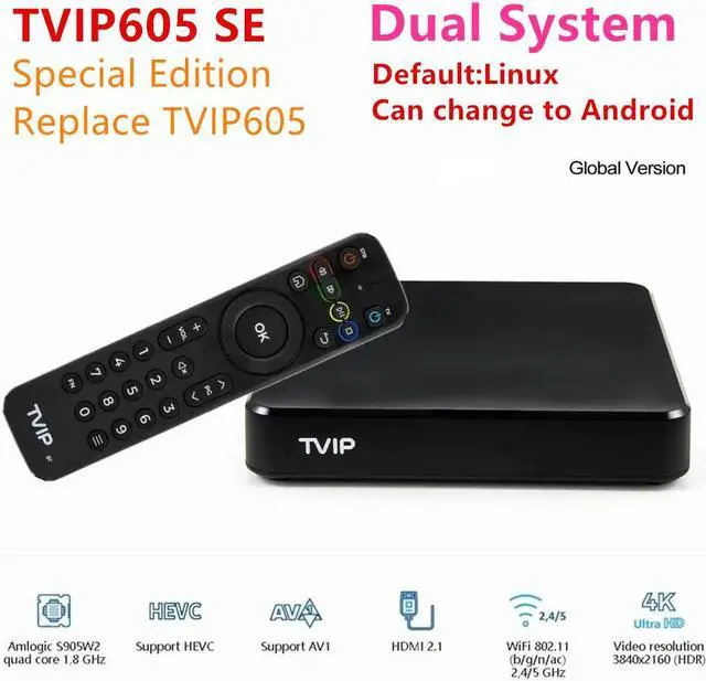 Alt view image 2 of 7 - TVIP605 SE TV Box Dual System Linux&Android Amlogic S905X Quad Core Dual Band WiFi Media Streamers 4K Ultra HD 3D Linux MAG Box Support Open JSON API, Stalker Without IPTV Subscription