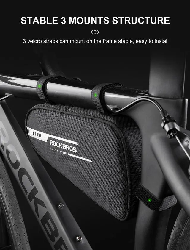 Alt view image 3 of 7 - ROCK BROS Bike Bicycle Triangle Bag Bike Storage Bag Bicycle Frame Pouch Bag for MTB Road Bike Cycling Bike Accessories