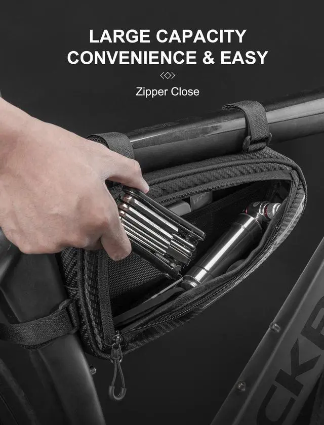 Alt view image 5 of 7 - ROCK BROS Bike Bicycle Triangle Bag Bike Storage Bag Bicycle Frame Pouch Bag for MTB Road Bike Cycling Bike Accessories