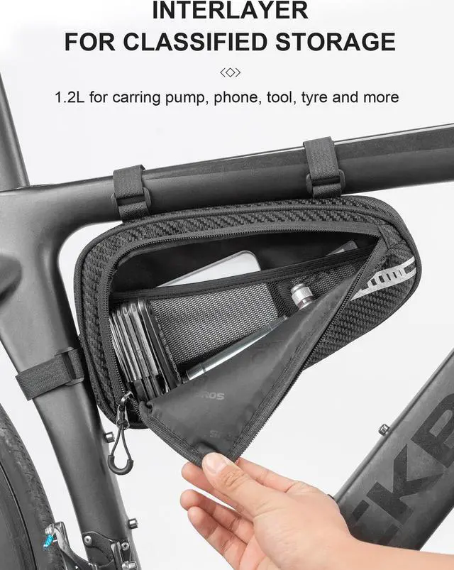 Alt view image 4 of 7 - ROCK BROS Bike Bicycle Triangle Bag Bike Storage Bag Bicycle Frame Pouch Bag for MTB Road Bike Cycling Bike Accessories