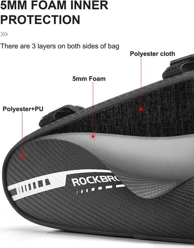 Alt view image 2 of 7 - ROCK BROS Bike Bicycle Triangle Bag Bike Storage Bag Bicycle Frame Pouch Bag for MTB Road Bike Cycling Bike Accessories