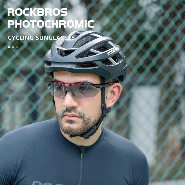 Alt view image 2 of 7 - ROCKBROS Sunglasses Photochromic for Men Running Fishing Biking Sunglasses UV Protection Glasses Black/Red