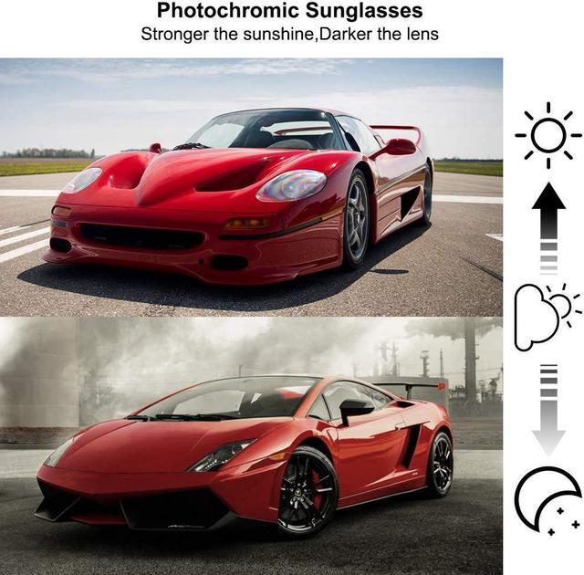 Alt view image 3 of 7 - ROCKBROS Sunglasses Photochromic for Men Running Fishing Biking Sunglasses UV Protection Glasses Black/Red