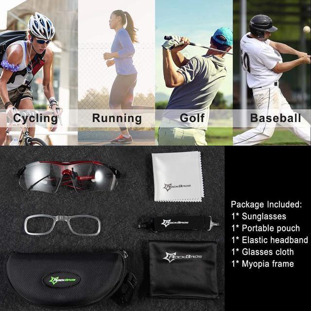 Alt view image 7 of 7 - ROCKBROS Sunglasses Photochromic for Men Running Fishing Biking Sunglasses UV Protection Glasses Black/Red