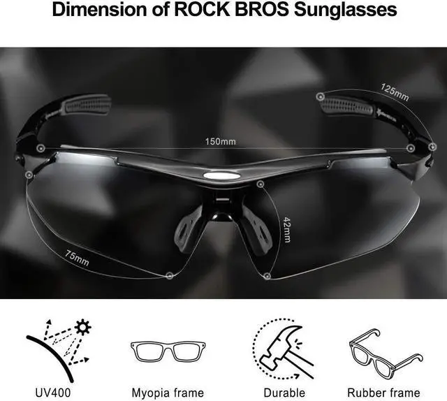 Alt view image 5 of 7 - ROCKBROS Sunglasses Photochromic for Men Running Fishing Biking Sunglasses UV Protection Glasses Black