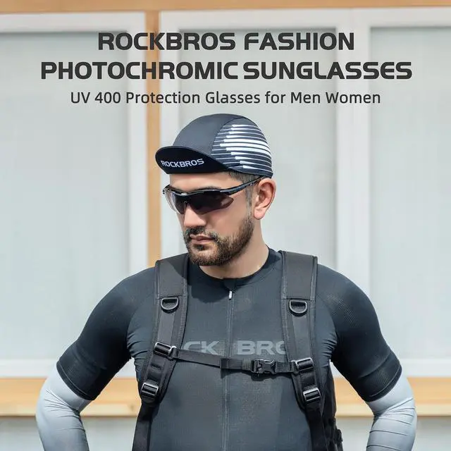 Alt view image 2 of 7 - ROCKBROS Sunglasses Photochromic for Men Running Fishing Biking Sunglasses UV Protection Glasses Black