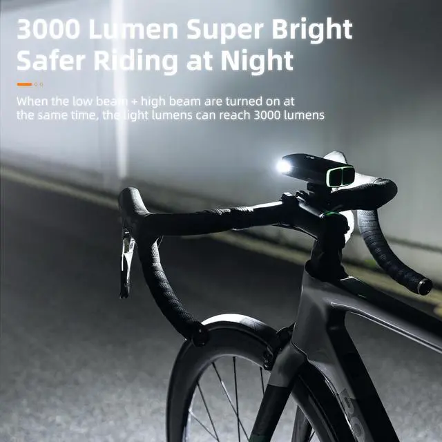 Alt view image 2 of 7 - ROCKBROS 2023 New Bike Light - 10000mAh USB-C Rechargeable Bike Headlight - 3000 Lumen Ultra Bright - Over 24 Hours Runtime - Aluminum Alloy Build - IPX6 Waterproof - A Must-Have for Night Riding
