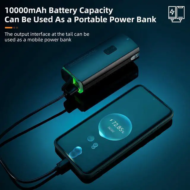 Alt view image 3 of 7 - ROCKBROS 2023 New Bike Light - 10000mAh USB-C Rechargeable Bike Headlight - 3000 Lumen Ultra Bright - Over 24 Hours Runtime - Aluminum Alloy Build - IPX6 Waterproof - A Must-Have for Night Riding