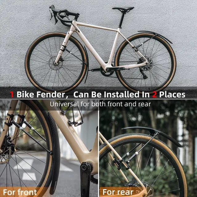 Alt view image 3 of 7 - ROCKBROS Road Bike Fenders Set - Quick Release Lightweight Road Bicycle Fenders for 700C Bikes - Adjustable and Easy to Install Rear and Front Bike Mud Guard