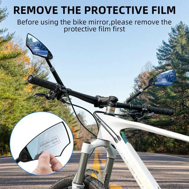 Alt view image 5 of 7 - ROCKBROS 2023 Newest Handlebar Bike Mirror Adjustable Safe Rear View Mirror Anti-glare Lens Scratch Resistant Glass Lens 360 Degree Flat Rotation Bike Accessories Suitable For 21-24mm Handlebar