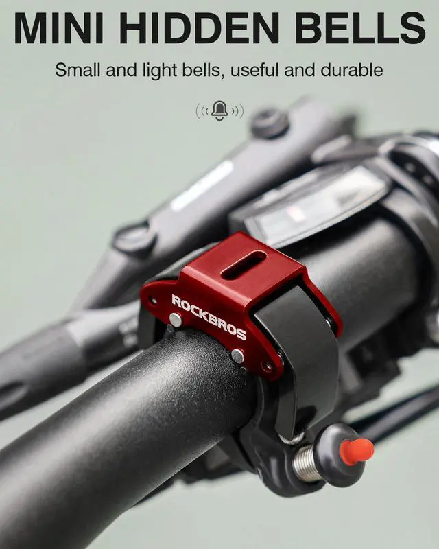 Alt view image 6 of 7 - ROCKBROS Bike Bells Hidden MTB Bells Bicycle Bells for 22.2mm Handlebars, More than 100dB, Clear & Long Sound Ringer, Mountain Bike, Scooter, Youth Bike Red