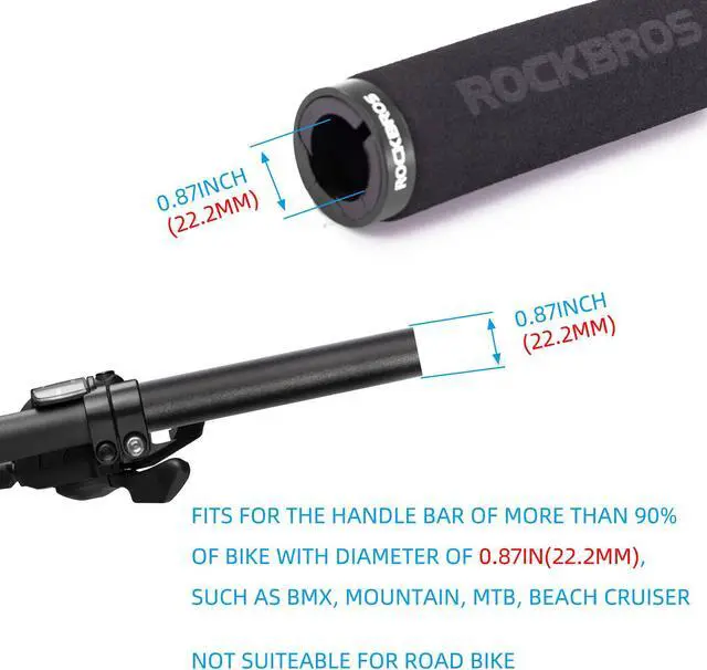 Alt view image 4 of 5 - ROCKBROS Bike Grips Foam Single Lock on Bicycle Handle Bar Soft Comfortable Non-Slip Bike Handle Grips for BMX Mountain MTB Beach Cruiser Scooter