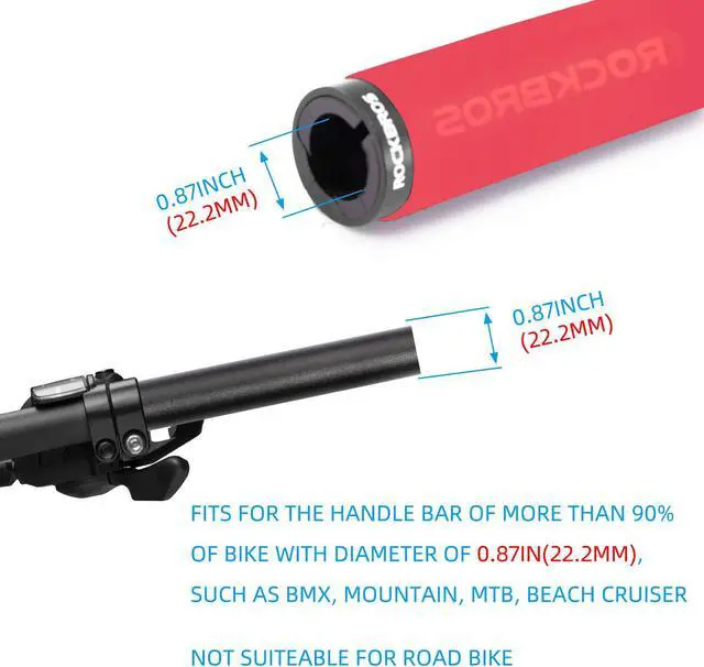 Alt view image 4 of 5 - ROCKBROS Bike Grips Foam Single Lock on Bicycle Handle Bar Soft Comfortable Non-Slip Bike Handle Grips for BMX Mountain MTB Beach Cruiser Scooter Red Black lock