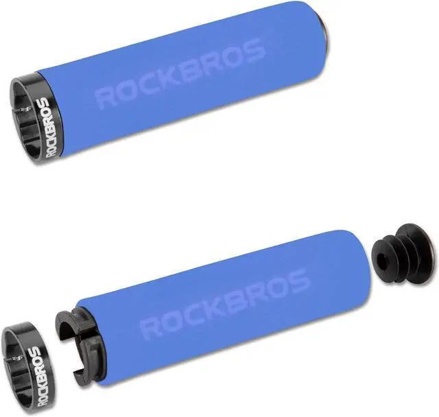 Alt view image 5 of 5 - ROCKBROS Bike Grips Foam Single Lock on Bicycle Handle Bar Soft Comfortable Non-Slip Bike Handle Grips for BMX Mountain MTB Beach Cruiser Scooter Blue Black lock