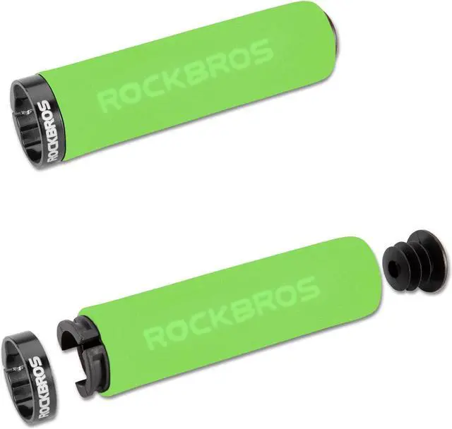 Alt view image 5 of 5 - ROCKBROS Bike Grips Foam Single Lock on Bicycle Handle Bar Soft Comfortable Non-Slip Bike Handle Grips for BMX Mountain MTB Beach Cruiser Scooter Green Black lock